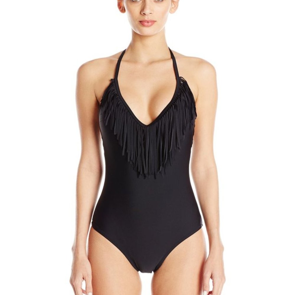 Jessica Simpson Desert Fringe Halter One Piece